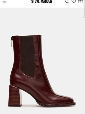 Steve Madden Brown Leather Block Heel Chelsea Boot